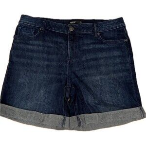 Simply Vera Wang Shorts Women 12 Blue Denim Dark Wash Cuffed Hem